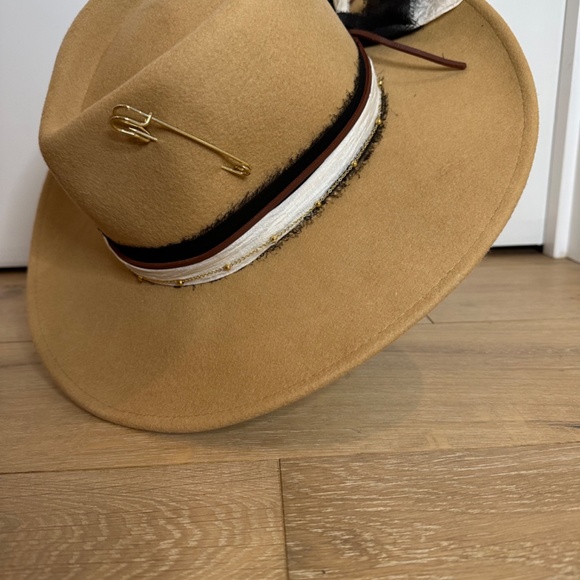 Camel wool wide brim fedora hat main image 8
